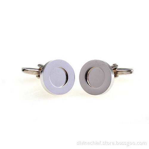 Wholesale Custom Logo Round Shape Blank Cufflinks For Man's Suit Shirt